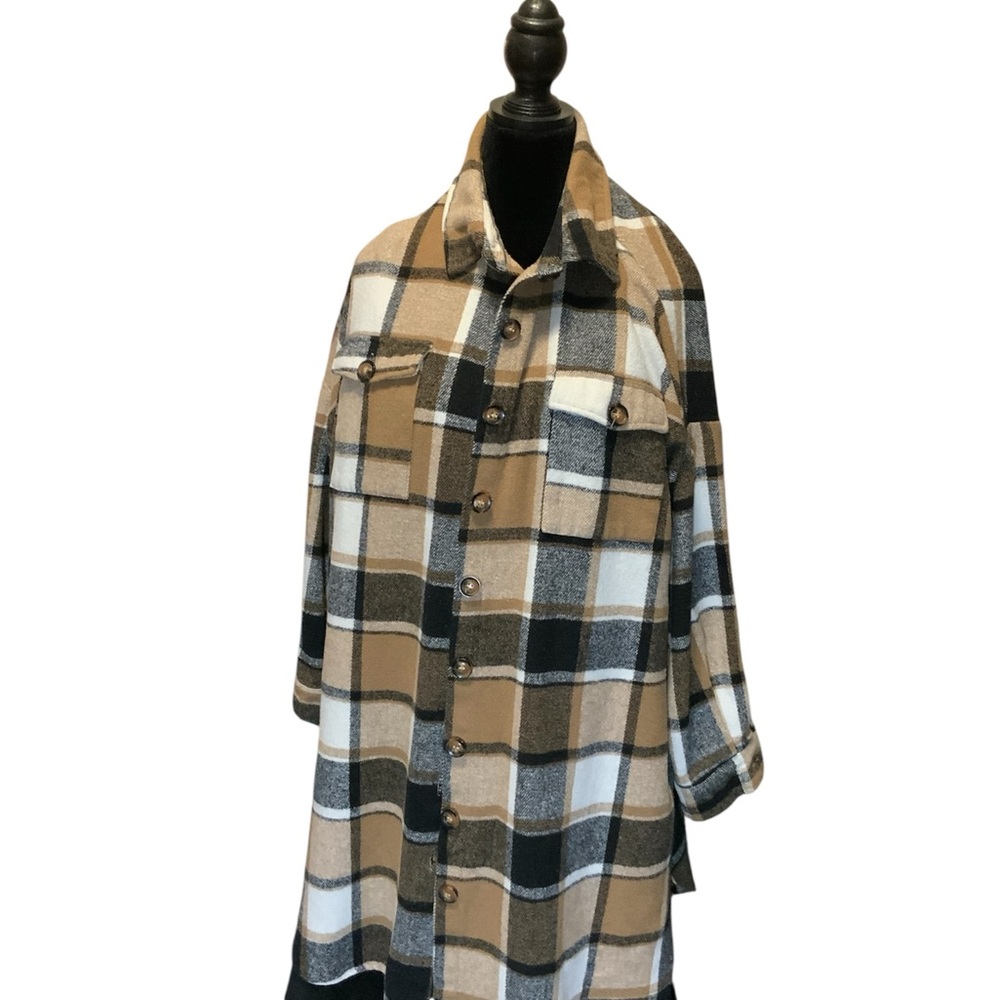 Plaid Button-Up Duster